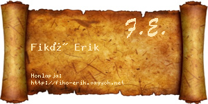 Fikó Erik névjegykártya